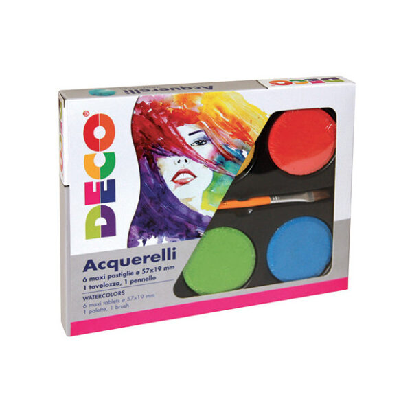 Tavolozza con 6 pastiglioni acquerellabili. dimensione tavolozza cm. 15x22