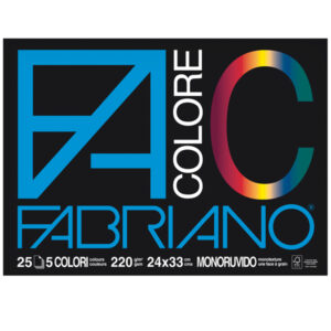 Blocco FaColore -  25 fogli - 220gr - 5 colori - Fabriano Liscio/Ruvido