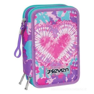 Seven Astuccio completo triplo scomparto Trendy Heart Girl Rhodamine Red