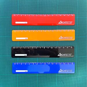 Tinta Unita Righello 15cm  in Plastica rosso, blu, nero, arancio