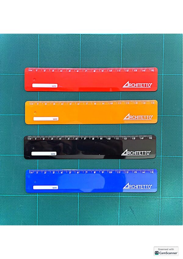 Tinta Unita Righello 15cm  in Plastica rosso, blu, nero, arancio