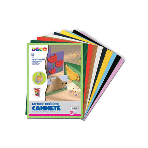 Cartoncino ondulato Cannetè 2205 - 50 x 70 cm - vari colori - DECO - conf. 10