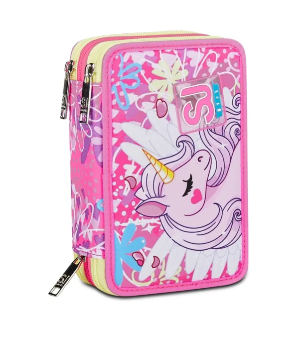 ASTUCCIO  3 ZIP Seven UNICORN LED tre piani TRIPLO SCOMPARTO girl SJ GANG