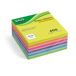 Memo stick riposizionabili cubo da 400 fogli colorati linea NEON. Formato 75 x 75 mm.