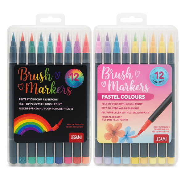 LEGAMI - Set di 12 Pennarelli con Punta Pennello - Brush Markers