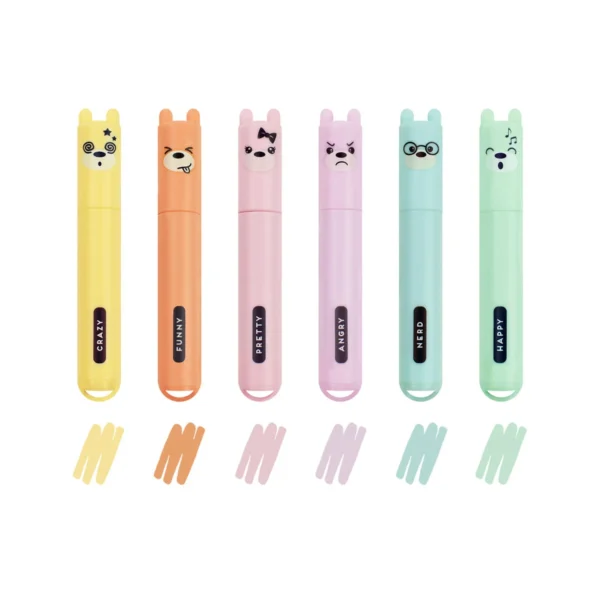 LEGAMI - Set di 6 Mini Evidenziatori Pastello - Teddy's Style