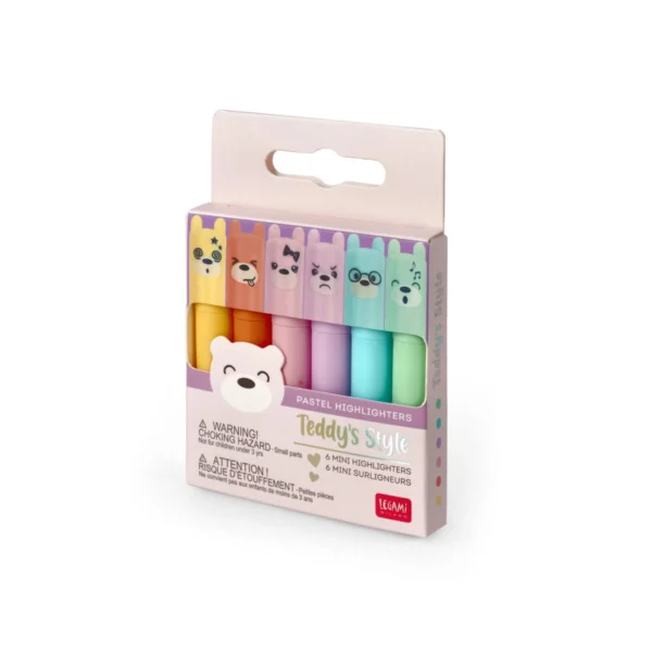 LEGAMI - Set di 6 Mini Evidenziatori Pastello - Teddy's Style - immagine 2