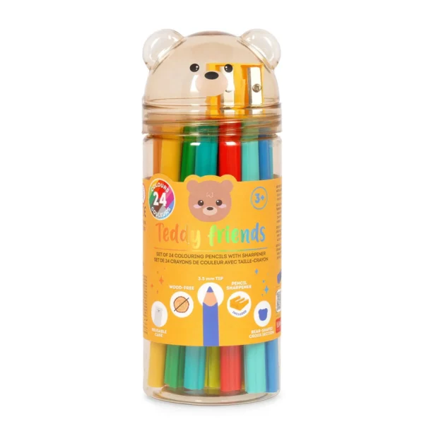 LEGAMI - Set di 24 Matite Colorate con Temperino - Teddy Friends