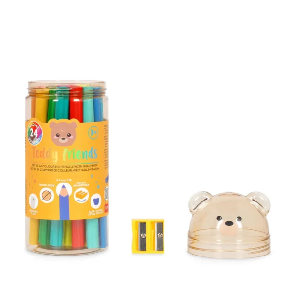 LEGAMI - Set di 24 Matite Colorate con Temperino - Teddy Friends - immagine 2