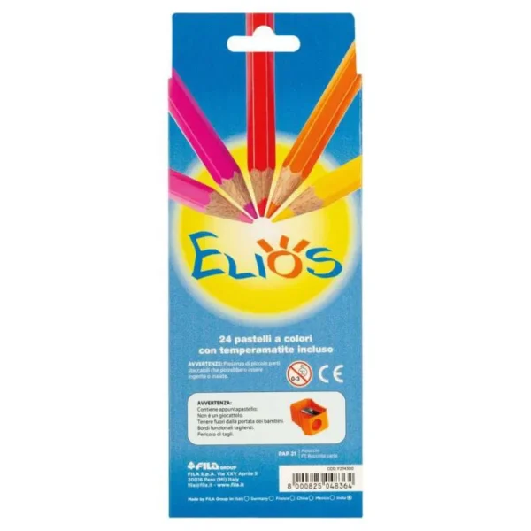 Pastelli Elios laccati con temperamatite 12 pezzi  Fila colori assortiti - immagine 2
