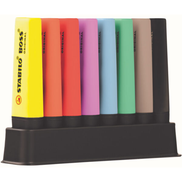 DESK SET 8 EVIDENZIATORE BOSS ORIGINAL + PASTEL + NATURE + NERO STABILO - immagine 2